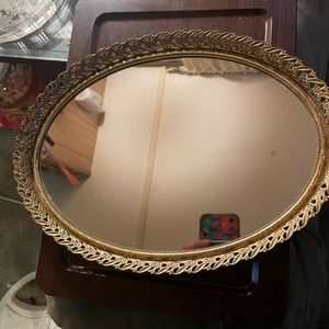 Mirrored vanity gold ornate tray